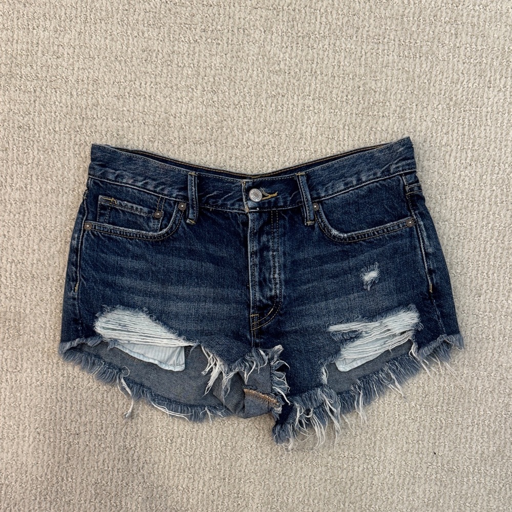 Free People Dark Blue Distressed Denim Cutoff Shorts Size 26